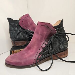 Elegant Two-Tone Leather Ankle Boots